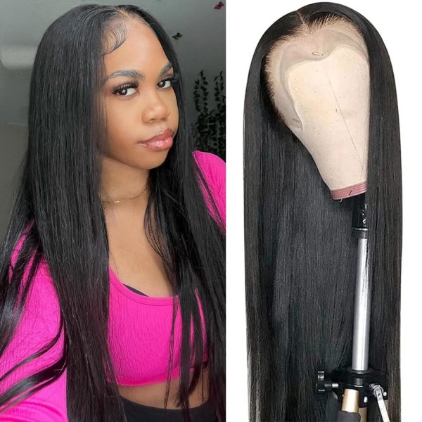 26 Tommers Blonde Lace Front Parykk Menneskehår Forhånds Plukket Bleket Knuter Lace Front Parykk 180 Tetthet Hd Lace Front Parykker Menneskehår For Svarte Kvinner Rett Lace F 26 Inch