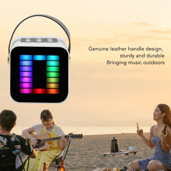 Mini Karaoke-laitesetti RGB-valoilla, digitaalinen prosessointikiekko, käsikäyttöinen kannettava Bluetooth-kaiutin mikrofonilla White