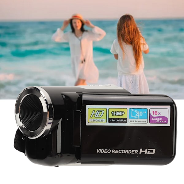 Videokamera 2 tuuman näyttö 1080P HD 16x zoom 16MP Yksinkertainen käyttö Kannettava kädessä pidettävä Lasten digitaalinen videokamera Lapsille lahja