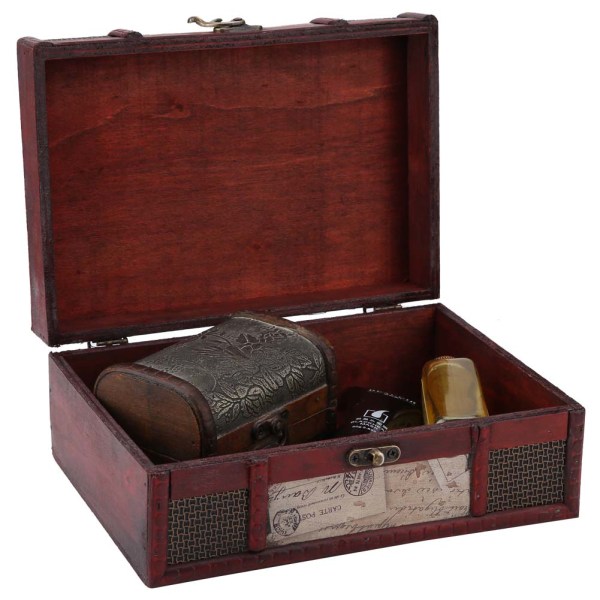 Vintage puinen korujen säilytyslaatikko Käsintehty puinen koristeellinen kirjalaatikko Stamp