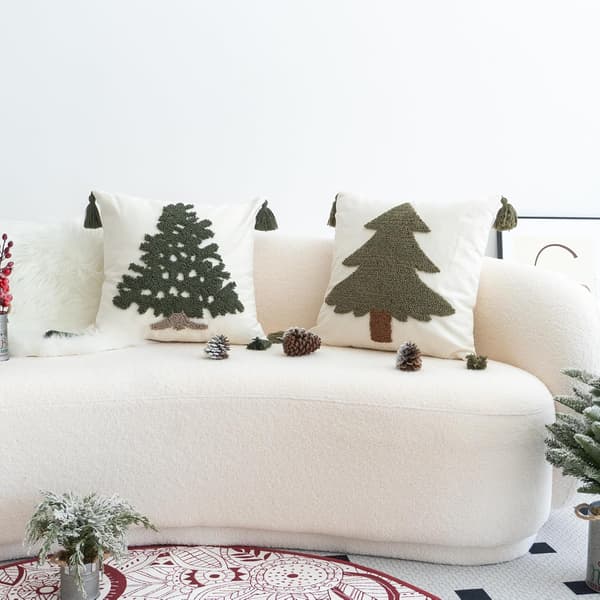 Søde plys juletræsformede pyntepuder - Fyldte dekorative puder til hjemmesofa, seng og børns julepynt Pine Tree