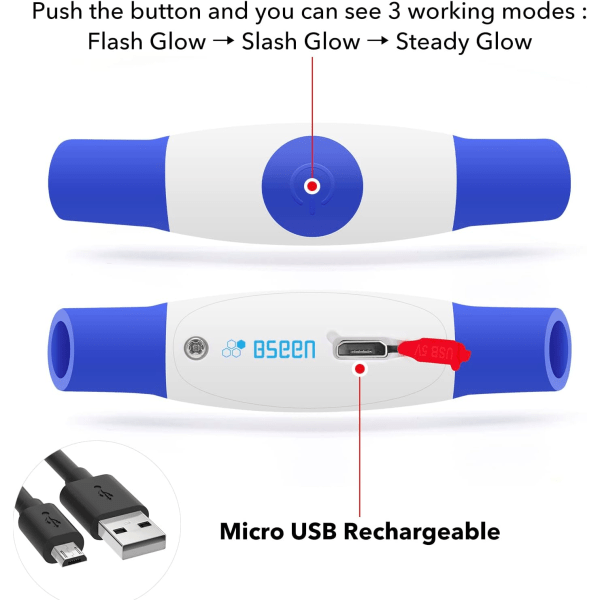 WJSMLED-halsband, USB uppladdningsbart, glödande djurhalsband för nattsäkerhet, mode för små medelstora hundar (Royal Blue) Royal Blue