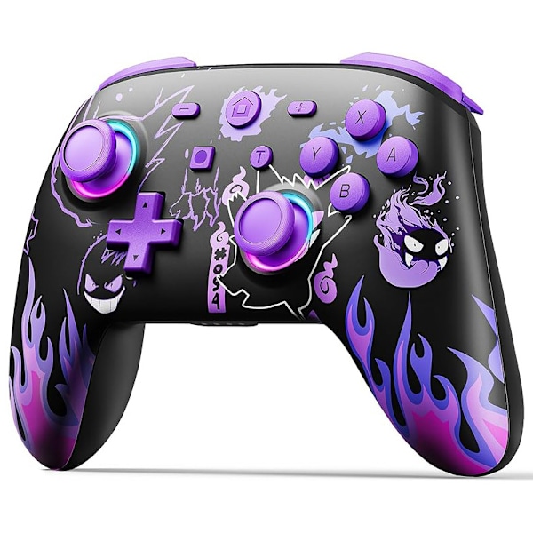 Controller til Nintendo Switch/OLED/Lite, Trådløs Pro Switch Controller med LED Joystick/Bevægelse/Vibration/Turbo/Vækning