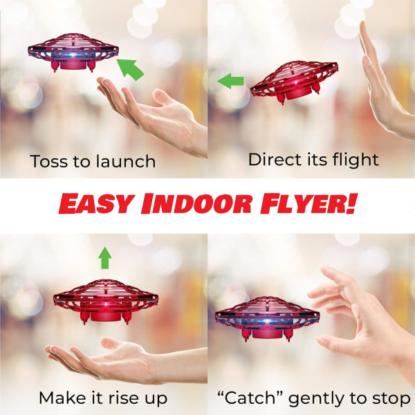 Handmanövrerad drone för barn eller vuxna Hands Free Motion Sensor Mini Drone, lätt inomhus liten UFO-leksak Flying Ball Drone -leksaker för pojkar och flickor (blå)