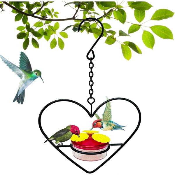 Hummingbird syöttölaite, lintujen syöttölaitteet ulkokäyttöön, riippuva kolibriruokinta, ulkoterassilahjat lintujen ystäville (sydän) Heart