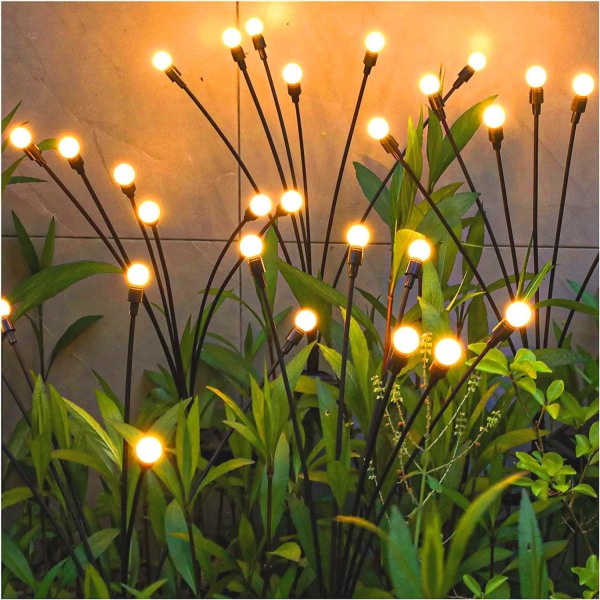 Solar Garden Lights - Nyt opgraderet Solar Swaying Light, Sway by Wind, Solar Outdoor Lights, Garden Patio Pathway Decoration, High Flexibility Jerntråd Warm White