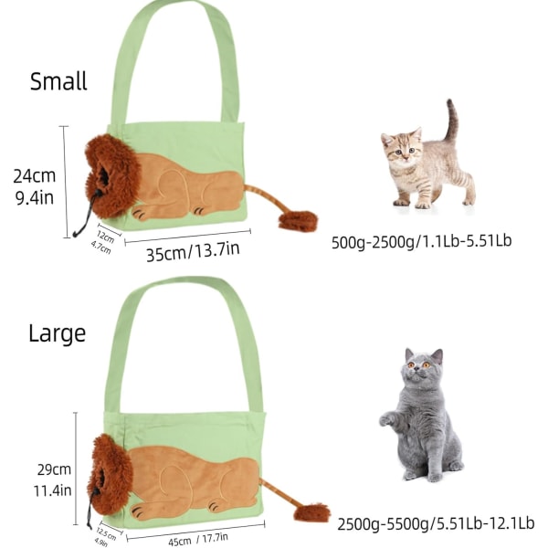 Husdjursväska för katter och små hundar, Katt- och hundväska för bekvämt bärande, Mjuk kattbärare för resor och transport, Bekväm och hållbar