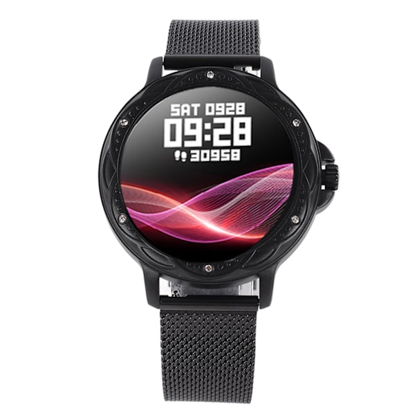 Fitness Tracker Klocka för Kvinnor 1.2 tum Pekskärm Sömnövervakning Kaloriräkning Mobiltelefon Smartwatch Black