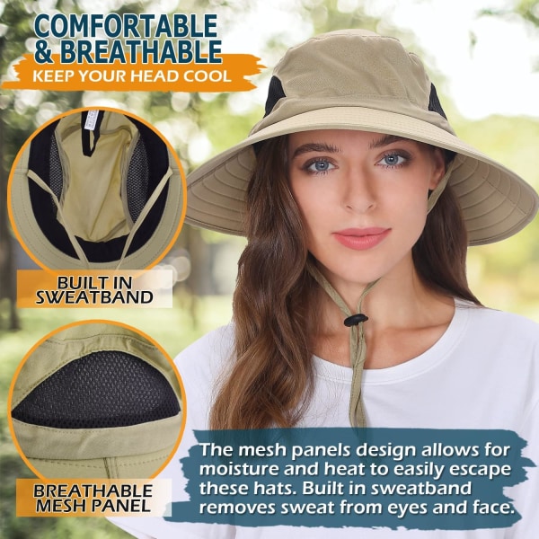 Unisex Solhatt, Vattentät Bredbrättad Bucket Hat Packbar Boonie Hat för Fiske Vandring Trädgårdsskötsel Safari Strand Khaki Green