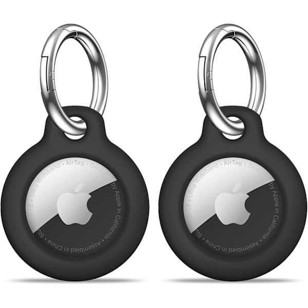 【2-pakkaus】 Airtag-pidike Air Tag -kotelo avaimenperällä, naarmuuntumaton Airtags-avainperä Apple Air Tagseille, Airtag-tarvikkeet GPS-esineiden paikantimen seurantaan, Black/Black