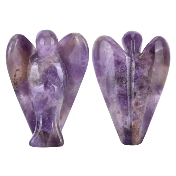 Smuk Naturlig Klar Kvarts Krystal Healing Power Udsmykket Engel Figur Amethyst