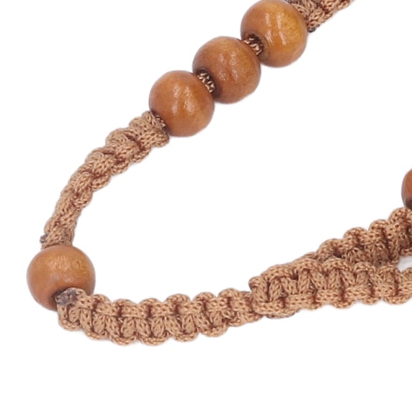 10 st Trärosary Jesus Avtryck Katolsk Unisex Stil Naturligt Träpärla Korsrosary Halsband Smycken för Män Kvinnor Light Brown