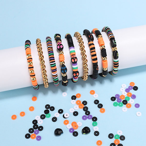 Armbåndssett med 24 rutenett leireperler 6mm myk leirestykke armbånd DIY håndlaget perle skjæring smykkesett, armbånd og smykkefremstilling type E