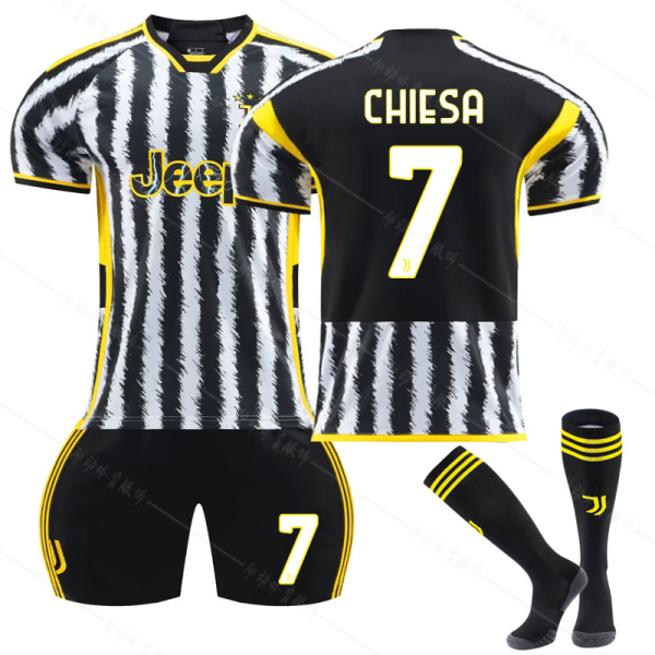 23/24 Juventus Koti Jalkapallopaita Set sukat 7 CHIESA 3XL