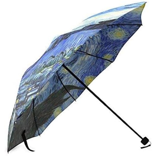 The Starry Night av Vincent Van Gogh, Landskapsmaling Sammenleggbar regnparaply/parasoll/solparaply