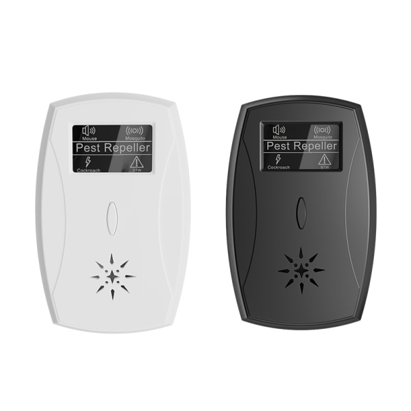 Ultraljudsmusavstötare inomhus utomhus elektronisk plug-in-enhet för gnagare Vägglusspindel 100‑230V EU-kontakt Black