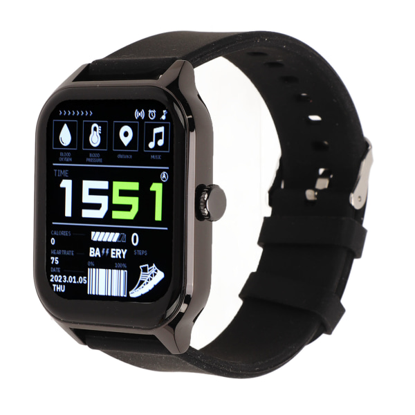1,83 tommer GT40 Smart Watch HD fuld skærm 128Mb IP67 Vandtæt Smart Watch Support Bluetooth-opkald Black