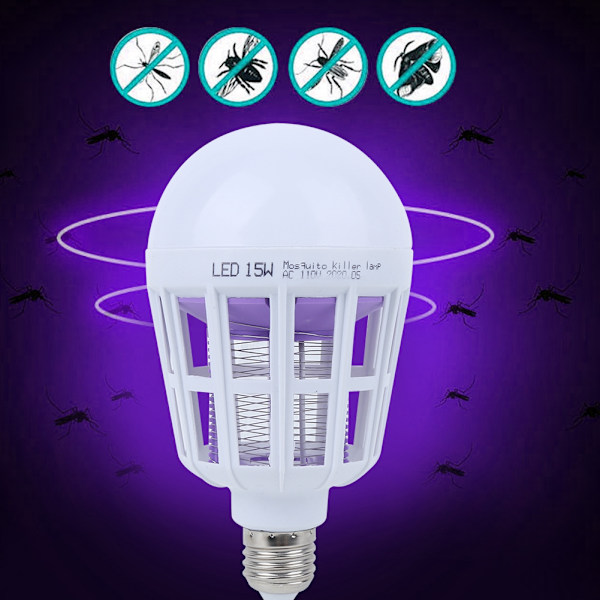 2-in-1 LED-hyttyskarkotin E27-lampulle, kodille, kaupalle, toimistolle, sisustukseen 15W 110V