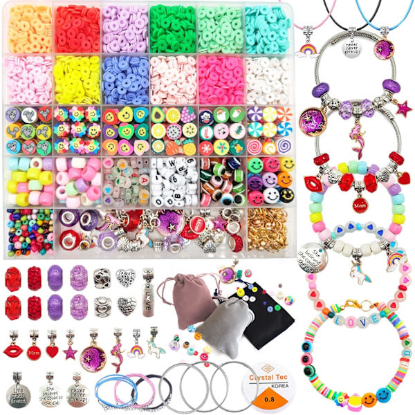 Blandade Pärlor Armband Gör-Det-Själv-Set, 3000 St Platta Lera Pärlor Smycken Gör-Det-Själv-Set, Jul-Födelsedagspresenter Leksaker för Flickor 8-12 År 3000pcs