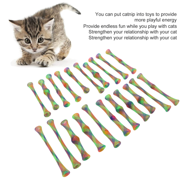 21 stk kattefjærleketøy nylon fargerik interaktiv ripe- og bittbestandig kjæledyrspolerørleke til kattunge
