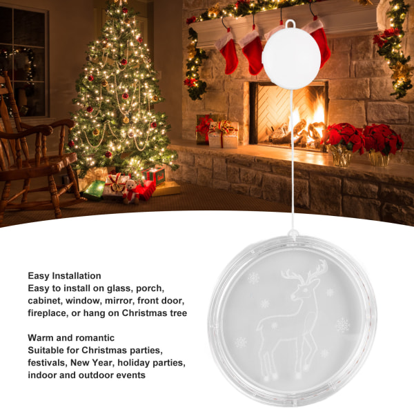 Jul 3D fönsterhängande ljus Klar textur Utsökt vacker akryl jul LED dekorativ fönsterlampa för hem