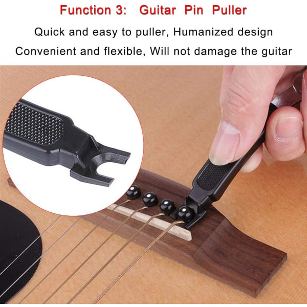 3Pack Guitar String Winder Kitaran kielenleikkuri ja sillanvetäjä, 3 in 1 kitaratyökalu kitaratarvikkeet