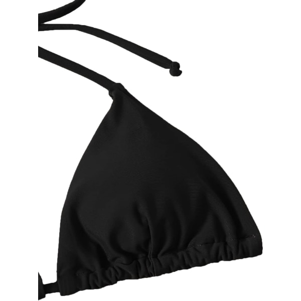 Bikinis badedrakt sett for kvinner Badetøy Triangel badedrakt Tie String Thong Black2 M