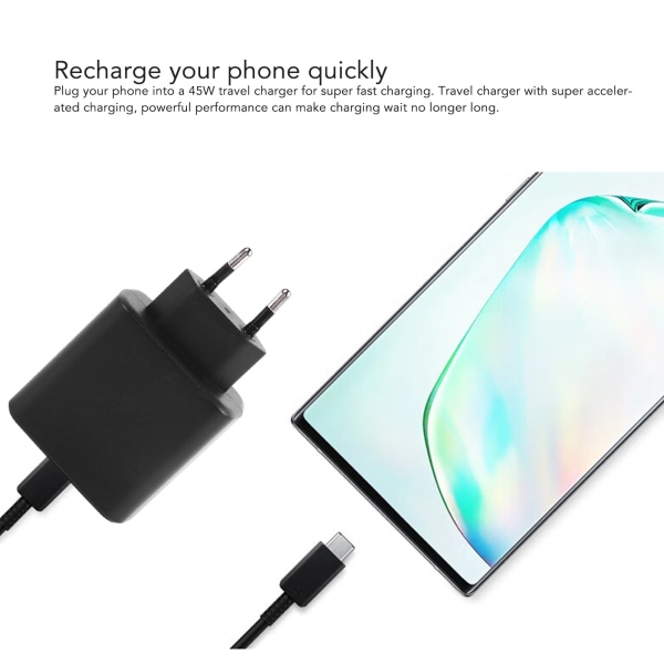 Laddare för Galaxy S22 PD 45W Snabbladdare Adapterblock för Android-enheter EU-kontakt 100 till 240V Svart
