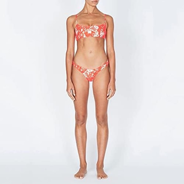 WJSMWomen's Triangle Bikini Smocked Textured Scoop Frilled Print Ruched Elastisk Badedragt Todelt badedragt Red XL