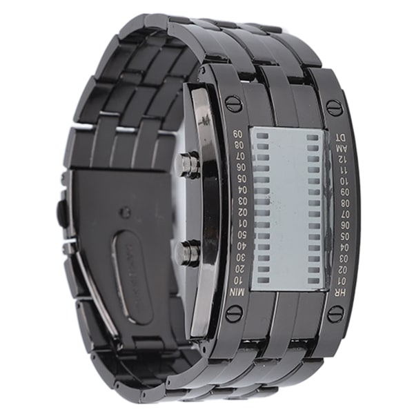 Miesten watch muodin hieno, vedenpitävä metalliseos miesten LED- watch binaarisen aikatilan näytöllä Sliver Black