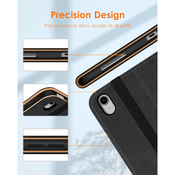 iPad Pro 11-tommer Cover M2 (2024), Premium Læder Business Folio Stand Cover med Blyantholder - Auto Sleep/Wake Black Apple