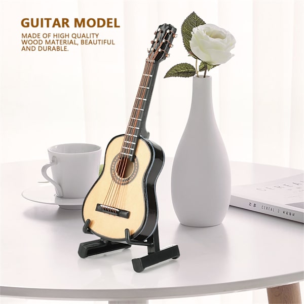 Miniatyr Tre Gitarmodell Display Mini Musikk Ornamenter Håndverk Hjem Decor