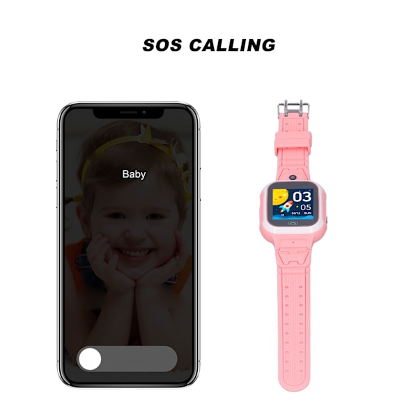 Kids Smart Watch IP67 vanntett multifunksjonell 4G Calling Voice Message Intelligent Watch for Children Pink