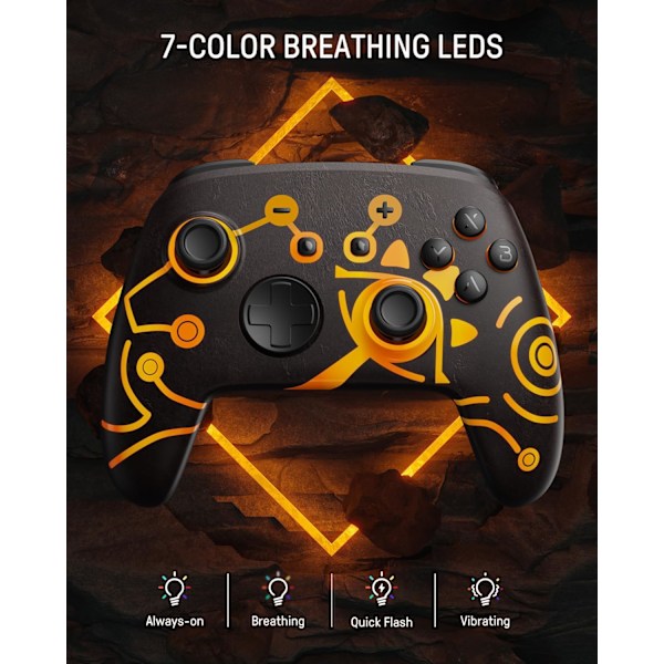 Firefly [Luminous Pattern] Switch Controller, Switch Pro Controller Trådløs Kompatibel med Switch/OLED/Lite, Bluetooth Gamepad med 7 LED Farver/NFC