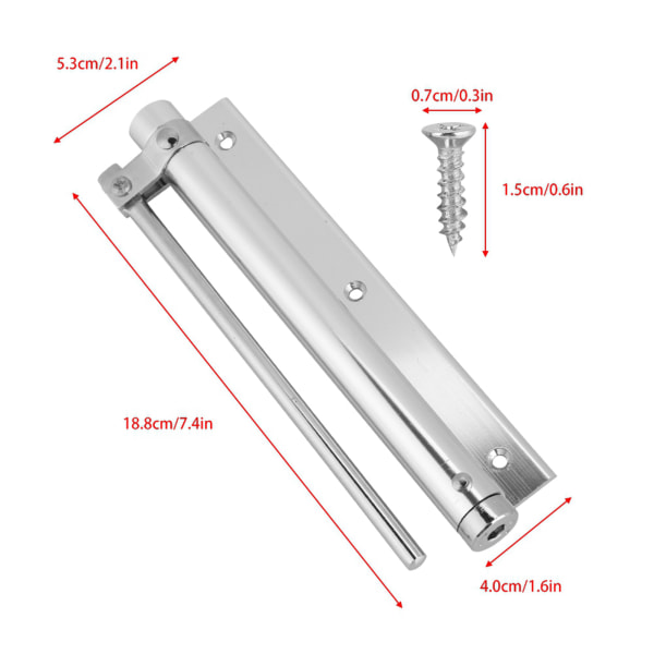 Automatisk dörrstängare i aluminiumlegering, brandklassad, justerbar styrka, fjäderbuffert