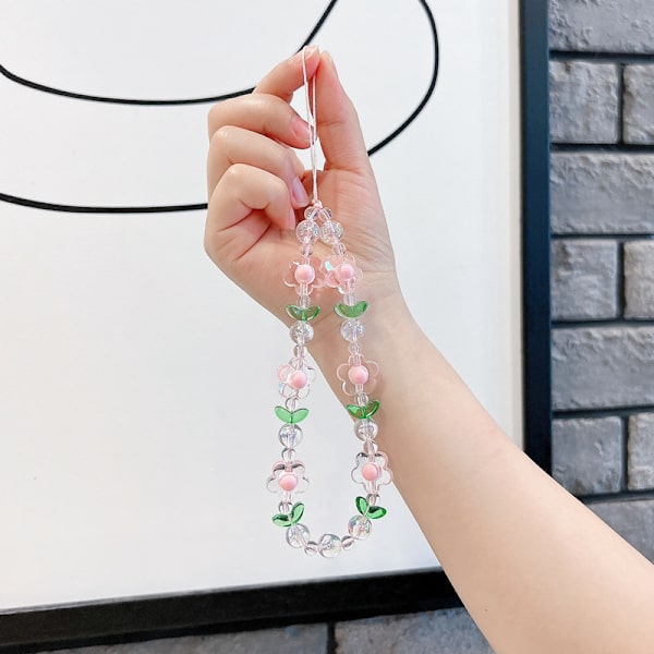 2 stk Blomster Telefon Charm Søte Telefon Charms Stropp Perle Telefon Nøkkelring Perle Telefon Lanyarder Pink &orange