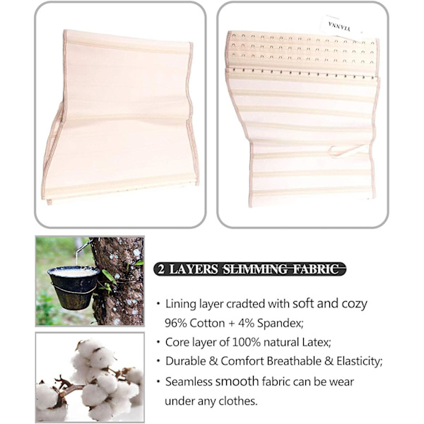 Lång Torso Midjeformare för Kvinnor Underbyst Korsetter Cincher Sport Bälte Beige 17 Steel Boned 3XL