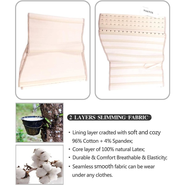 Lång Torso Midjeformare för Kvinnor Underbyst Korsetter Cincher Sport Bälte Beige 17 Steel Boned M