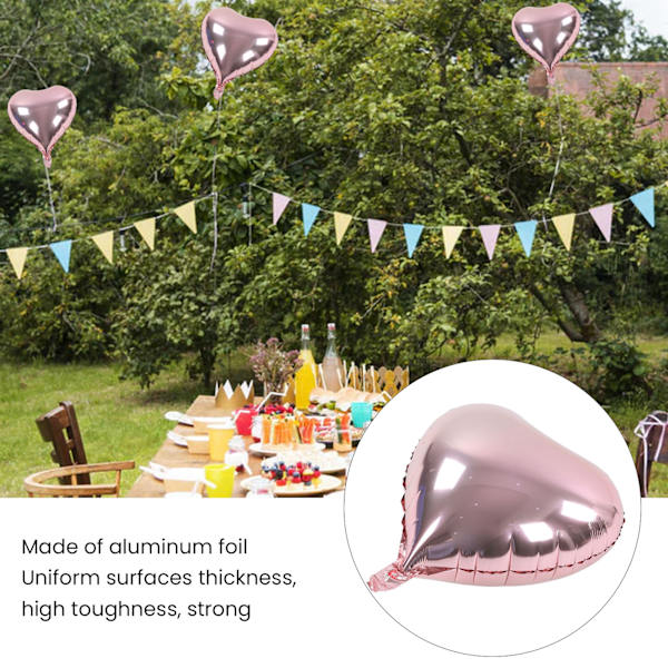 10 st Hjärtformade Folieballonger Hög Hållfasthet Metallisk Glans Luktfri Roséguld Ballonger för Fester Jubileum