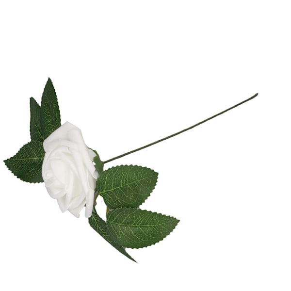 25 stk. Kunstige Blomster Realistiske Roser 3 tommer i Diameter 7 tommer Stilk Bløde Falske Roser til Fest Bryllup Dekoration White