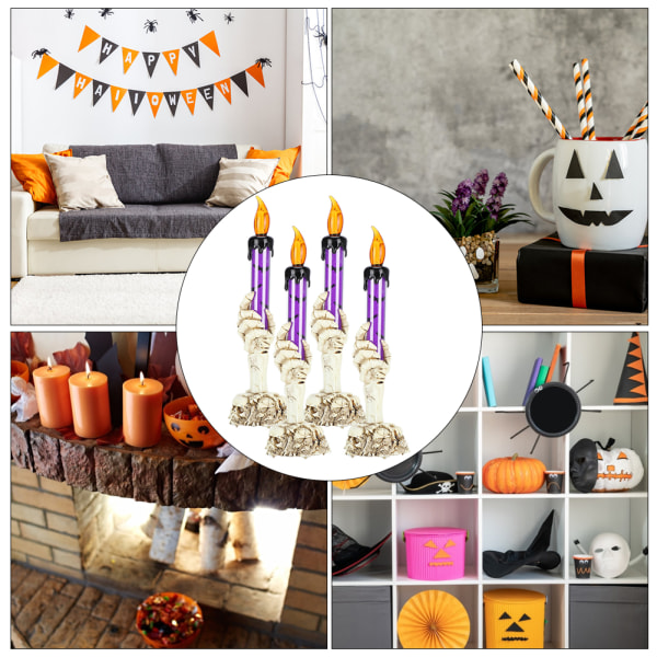 4 kpl Halloween-kynttilänjalka Kynttilänvalo Simuloitu liekki Paha käsi Baarin asettelu Koristelu