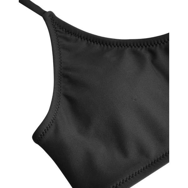 WJSMWomen's Triangle Bikini Smocked Textured Scoop Frilled Print Ruched Elastisk Badedragt Todelt badedragt Black XL