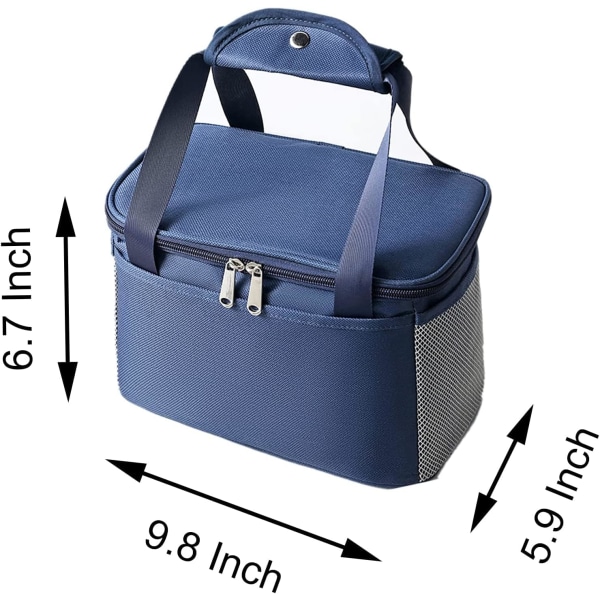 2 stk svart og blå fortykket gjenbrukbar isolert lunsjpose for kvinner og menn reise piknik og lunsjboks (liten, svart og blå) Black and Blue Small