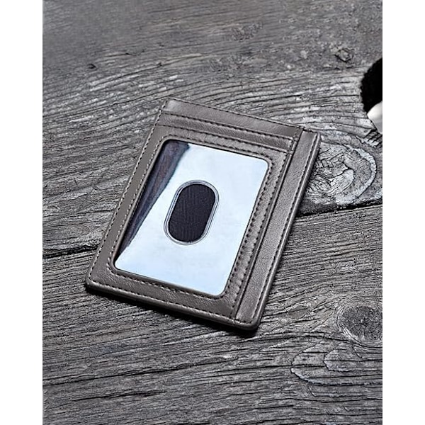 Smal Minimalistisk Plånbok med RFID-Blockering i Läder för Män och Kvinnor, Överraskningsgåvor för Män, Far och Farfar Grey