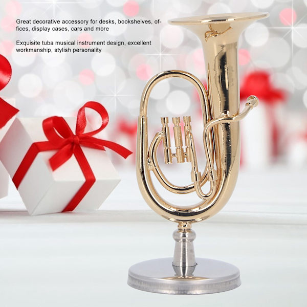 Miniatyr Tuba Modell Messing Forgylt Euphonium Mini Miniatyr Tuba Musikk Instrument Modell Gave Med Base