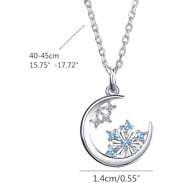 Mote Moon Stars Charm Halskjede Snøfnugg Delikat Clavicle Krystall for Rhines