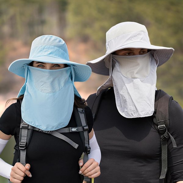Solhattar för män och kvinnor Fiskehatt UPF 50+ Andningsbar bred brätte Sommar UV-skyddande hatt Light Grey