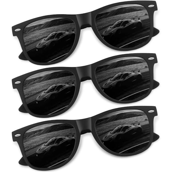 Retro Polariseret Solbriller til Mænd og Kvinder, Letvægts UV400 Beskyttelse Shades 3Black