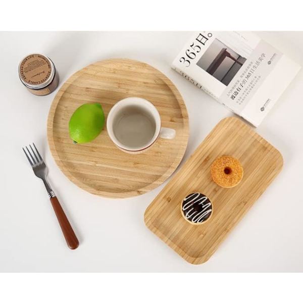 Rund bambusbrett, treplater, serveringsbrett i tre, serveringsbrett for charcuterie til spisestue / salongbord, 11,8 tommer 30 cm