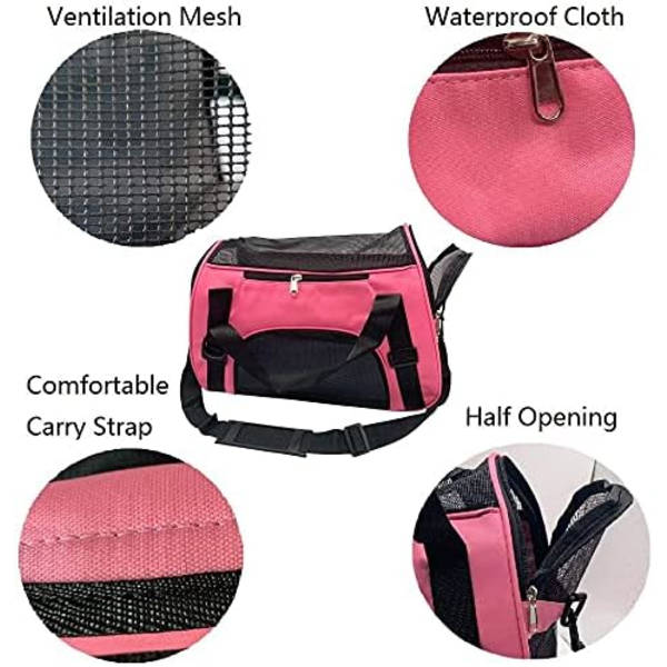 Bæreveske for kjæledyr, flygodkjent duffelbag, bærbar veske for reiser med kjæledyr, hjem for små hunder, katter og valper, små dyr (Medium, Rosa) Pink Medium